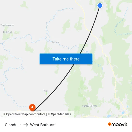 Clandulla to West Bathurst map