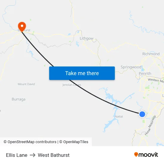Ellis Lane to West Bathurst map