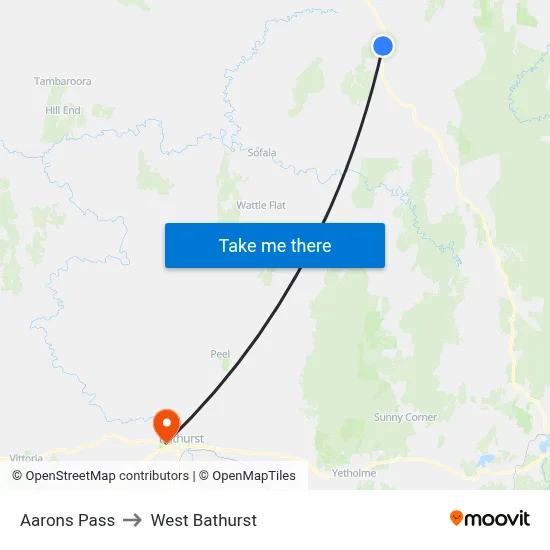 Aarons Pass to West Bathurst map