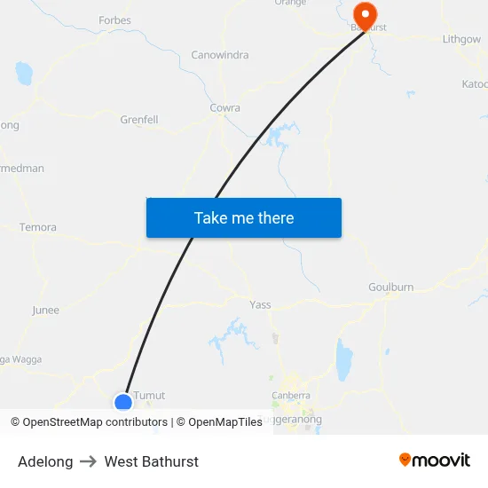 Adelong to West Bathurst map