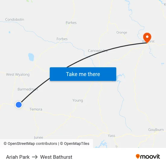 Ariah Park to West Bathurst map
