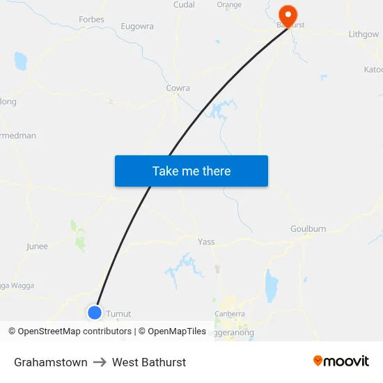 Grahamstown to West Bathurst map
