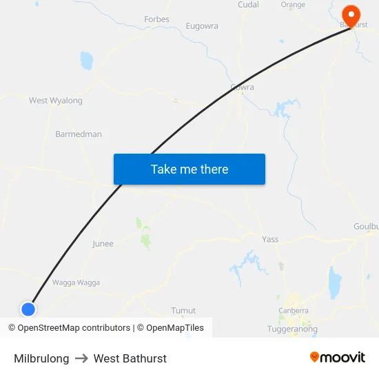 Milbrulong to West Bathurst map