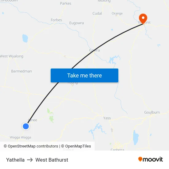 Yathella to West Bathurst map