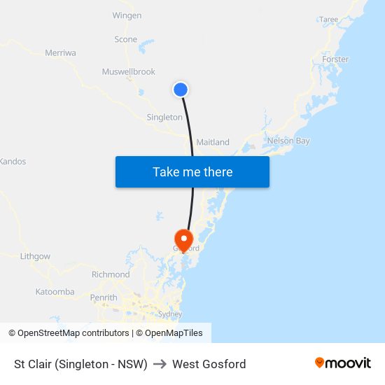 St Clair (Singleton - NSW) to West Gosford map