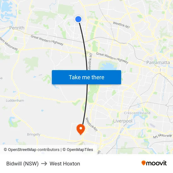 Bidwill (NSW) to West Hoxton map