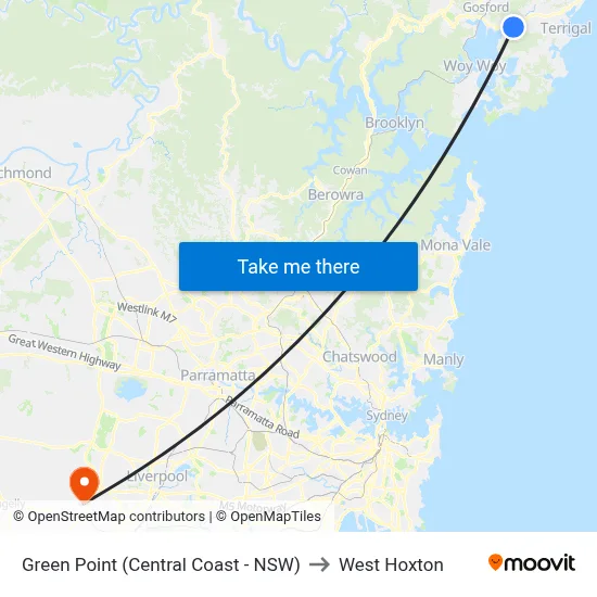 Green Point (Central Coast - NSW) to West Hoxton map