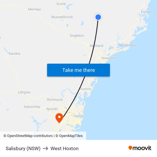 Salisbury (NSW) to West Hoxton map