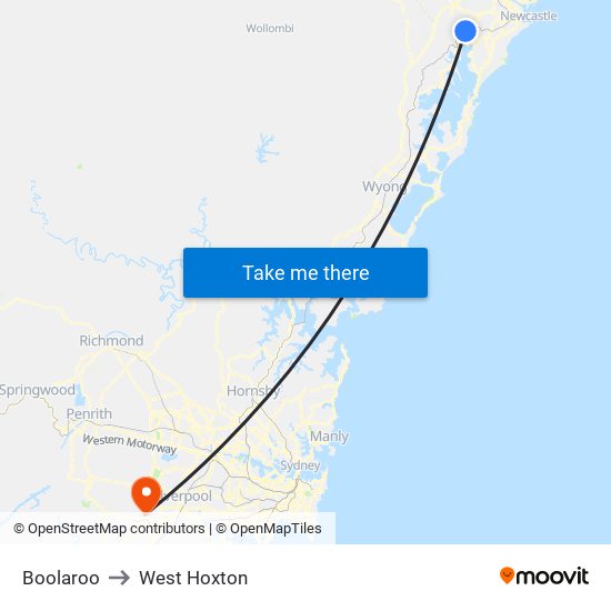 Boolaroo to West Hoxton map