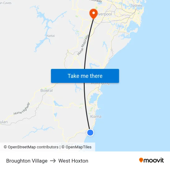 Broughton Village to West Hoxton map