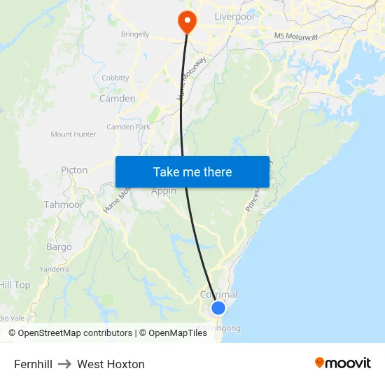 Fernhill to West Hoxton map