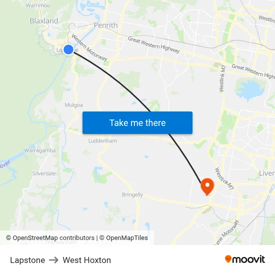 Lapstone to West Hoxton map