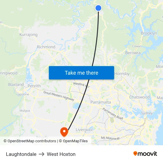 Laughtondale to West Hoxton map