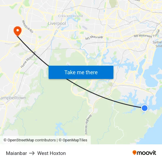 Maianbar to West Hoxton map