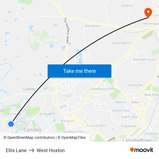 Ellis Lane to West Hoxton map
