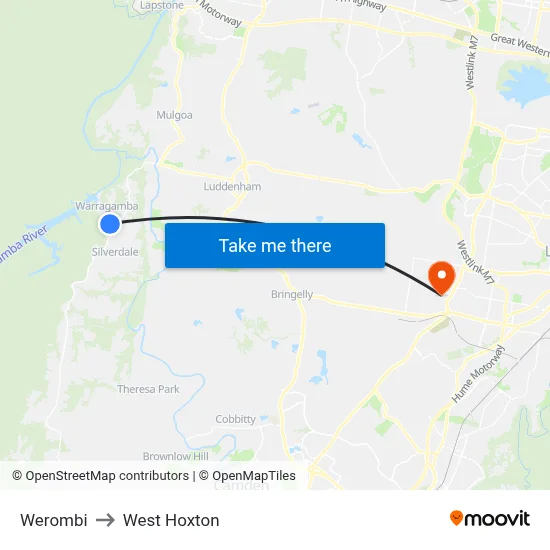 Werombi to West Hoxton map