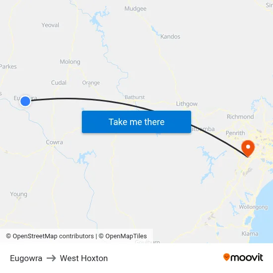 Eugowra to West Hoxton map