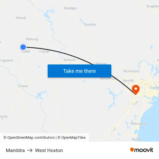 Manildra to West Hoxton map
