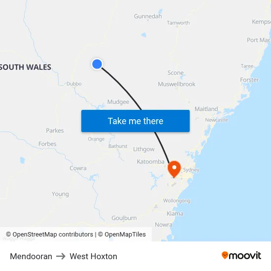 Mendooran to West Hoxton map