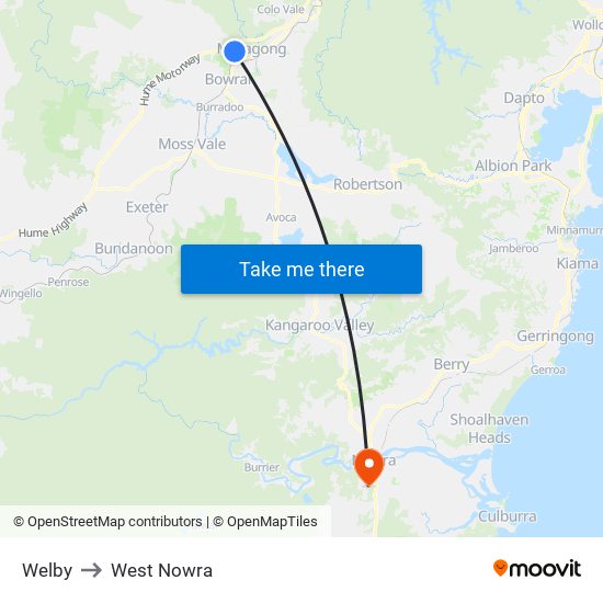 Welby to West Nowra map