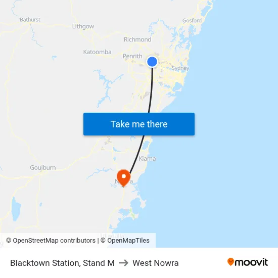 Blacktown Station, Stand M to West Nowra map