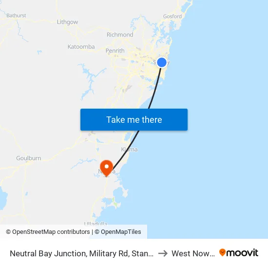 Neutral Bay Junction, Military Rd, Stand E to West Nowra map