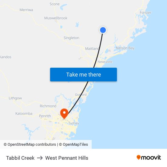 Tabbil Creek to West Pennant Hills map