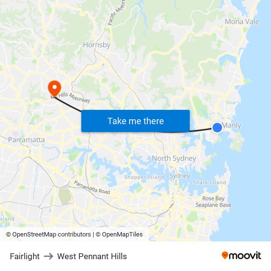 Fairlight to West Pennant Hills map