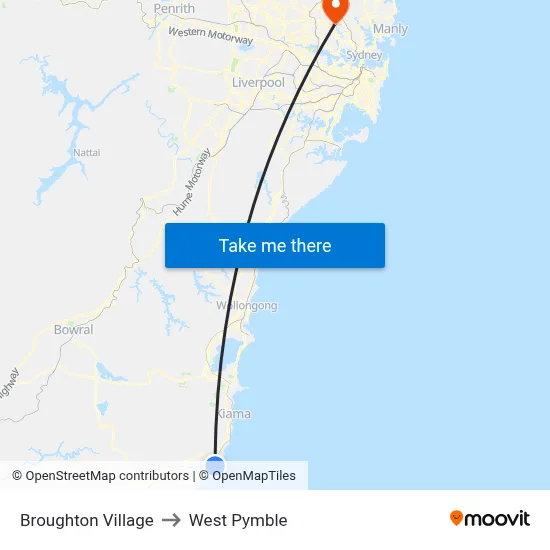 Broughton Village to West Pymble map