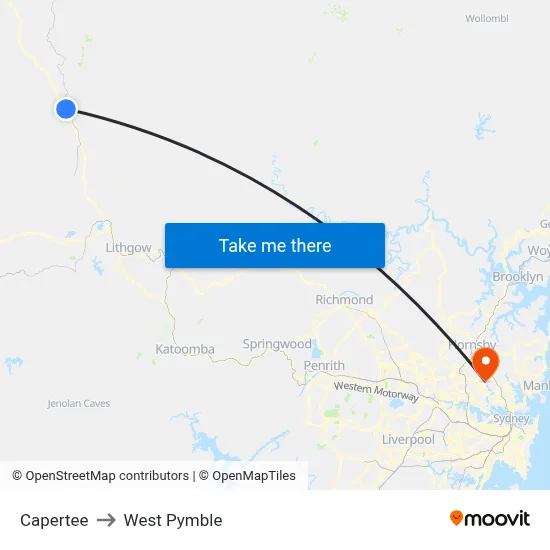 Capertee to West Pymble map