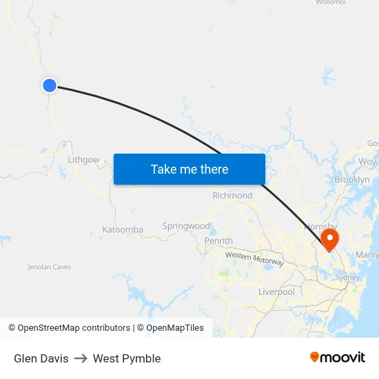 Glen Davis to West Pymble map