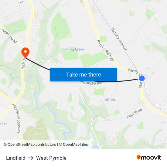 Lindfield to West Pymble map