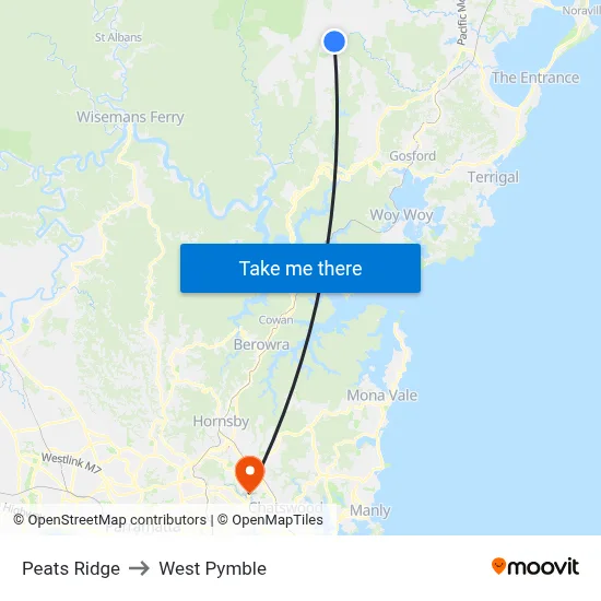 Peats Ridge to West Pymble map