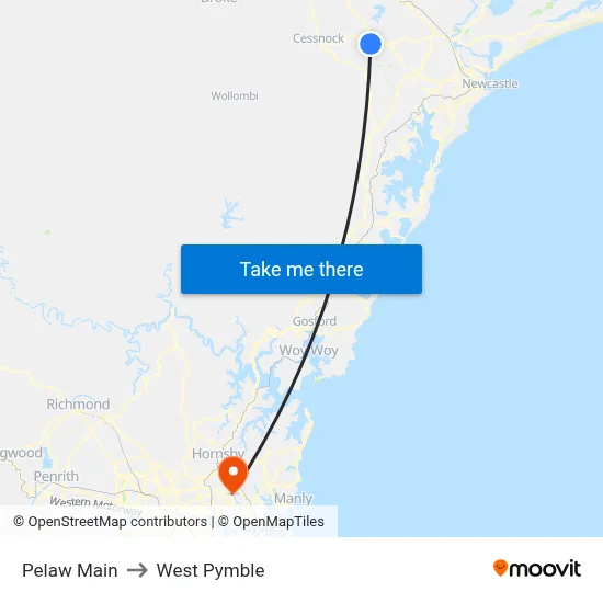 Pelaw Main to West Pymble map