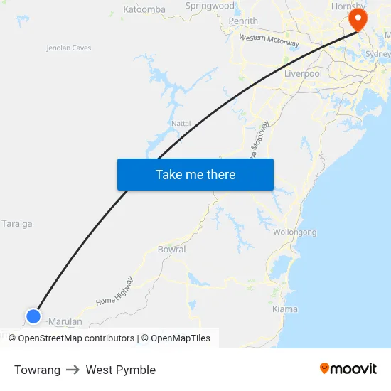 Towrang to West Pymble map