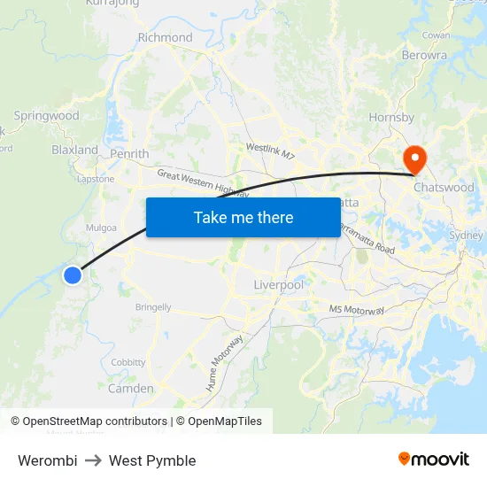 Werombi to West Pymble map