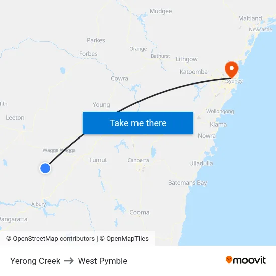 Yerong Creek to West Pymble map
