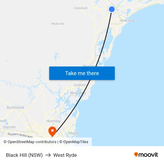 Black Hill (NSW) to West Ryde map