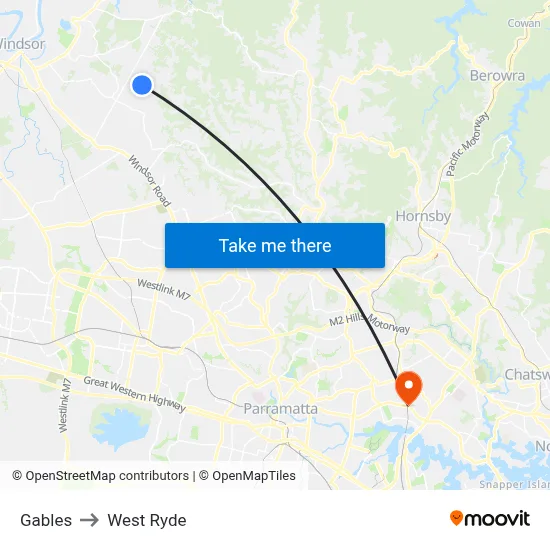 Gables to West Ryde map