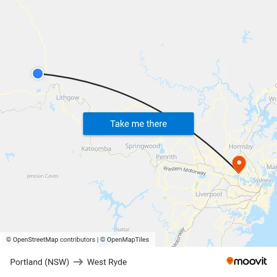 Portland (NSW) to West Ryde map