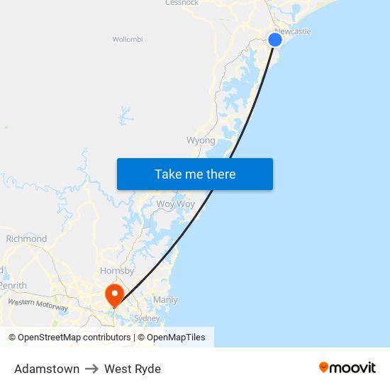 Adamstown to West Ryde map