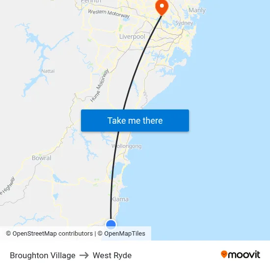 Broughton Village to West Ryde map