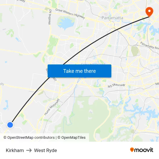 Kirkham to West Ryde map