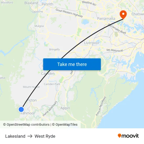 Lakesland to West Ryde map