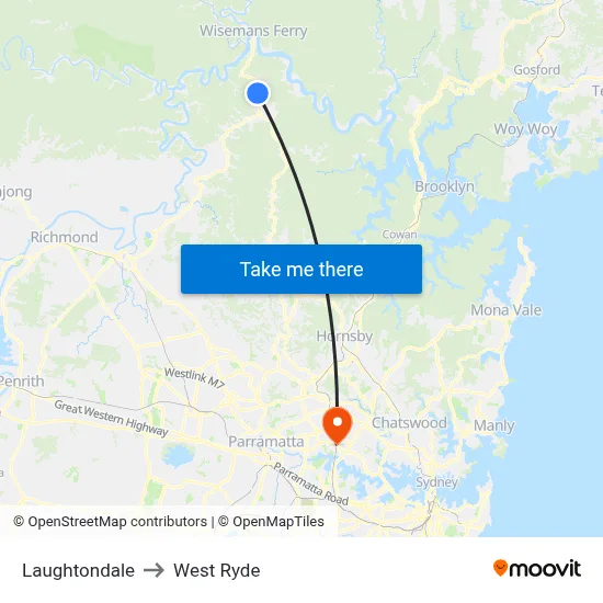 Laughtondale to West Ryde map