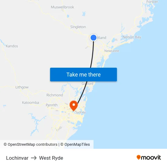 Lochinvar to West Ryde map