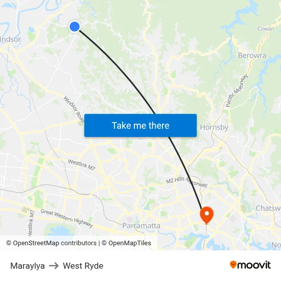 Maraylya to West Ryde map