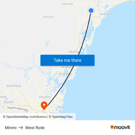 Minmi to West Ryde map