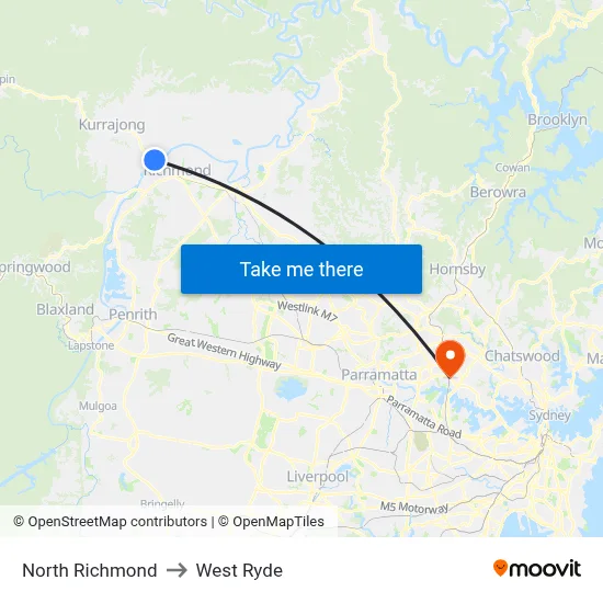 North Richmond to West Ryde map