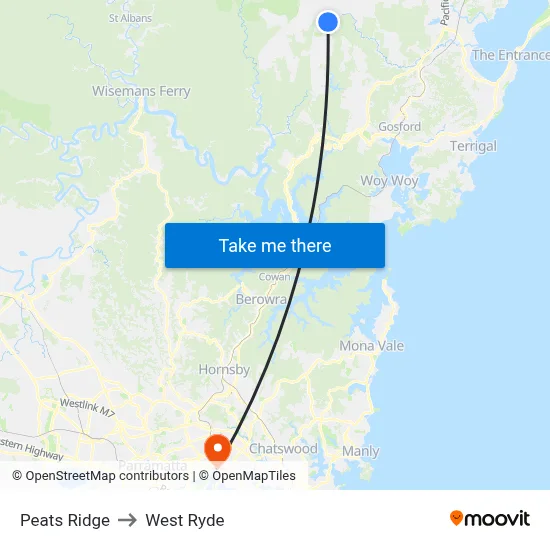 Peats Ridge to West Ryde map